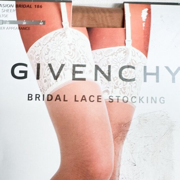 Givenchy Bridal Lace Stockings Silky Sheer Sandal Toe NUDE OS - Picture 3 of 5